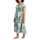 Plus Size Chaps Floral Midi Dress, Women's, Size: 1xl, Pink Ovrfl