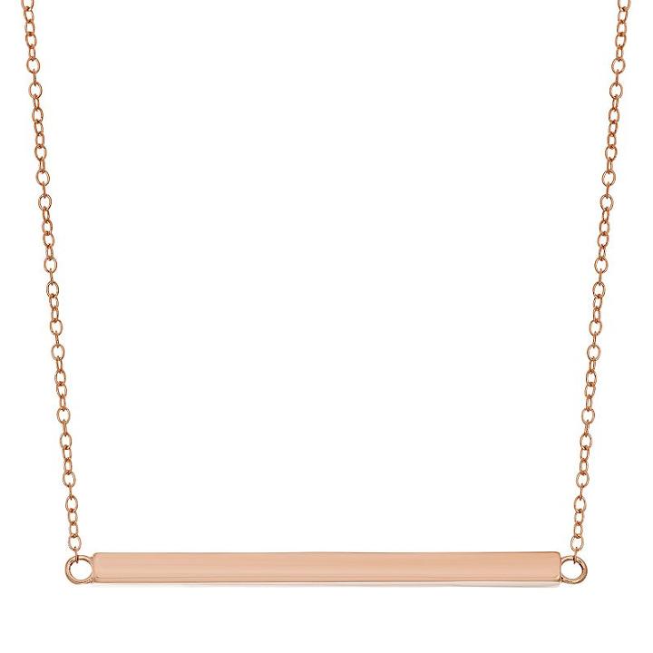18k Rose Gold Over Silver Bar Necklace, Women's, Size: 18, Pink