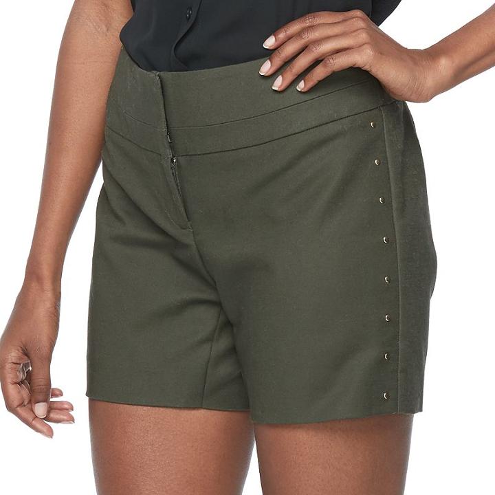 Women's Apt. 9&reg; Wide-waist Midi Shorts, Size: 4, Green