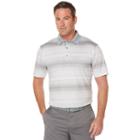 Men's Grand Slam Regular-fit Striped Performance Golf Polo, Size: Large, Med Grey