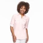 Petite Croft & Barrow&reg; 2-pocket Button Down Shirt, Women's, Size: L Petite, Brt Pink