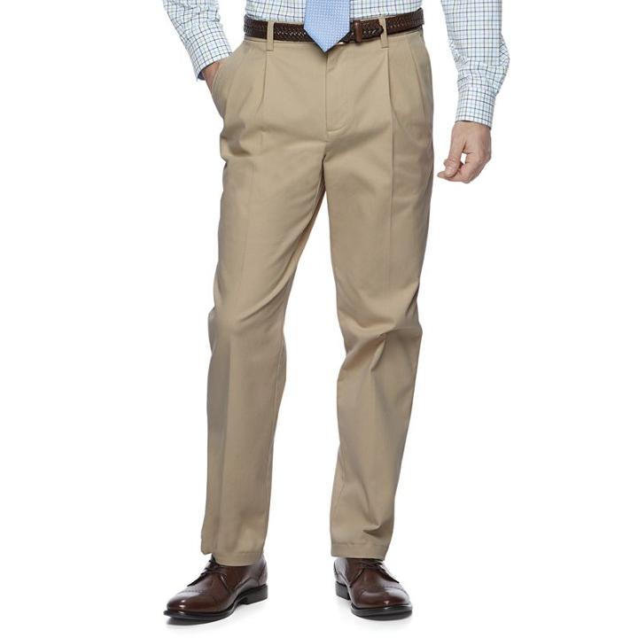 Big & Tall Croft & Barrow&reg; Classic-fit Easy-care Stretch Pleated Pants, Men's, Size: 54x32, Dark Beige