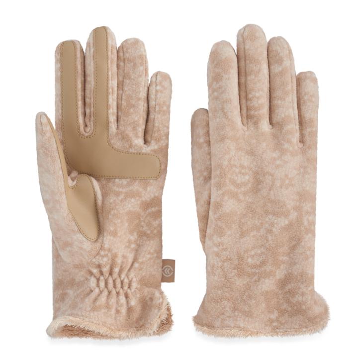 Women's Isotoner Smartdri Stretchy Fleece Gloves, Beig/green (beig/khaki)