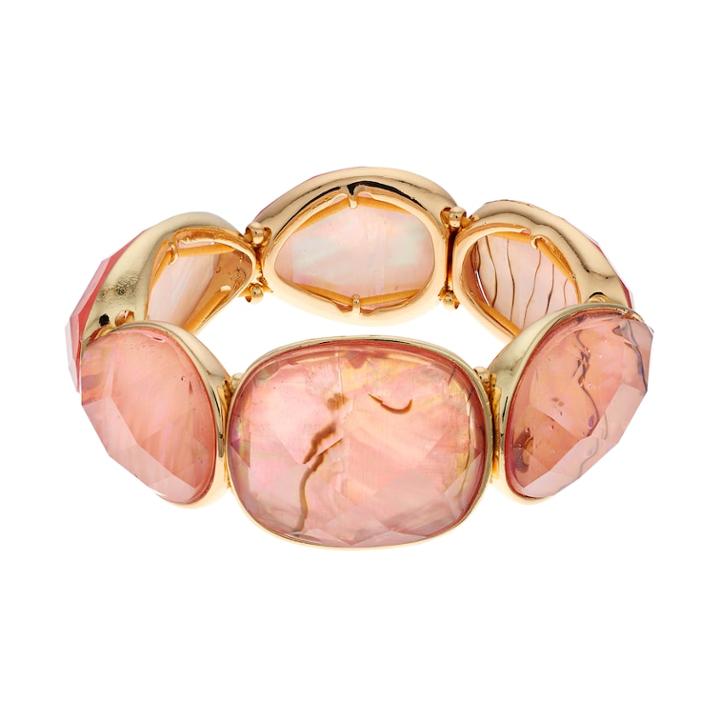 Dana Buchman Simulated Abalone Round & Teardrop Stretch Bracelet, Women's, Pink