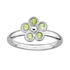 Stacks And Stones Sterling Silver Peridot Flower Stack Ring, Women's, Size: 6, Green