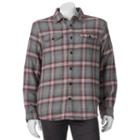 Men's Field & Stream Classic-fit Plaid Sherpa-lined Button-down Shirt, Size: Medium, Light Grey