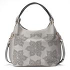 Mellow World Brienne Floral Perforated Hobo, Women's, Grey