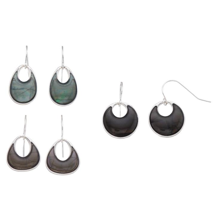 Nickel Free Teardrop Earring Set, Women's, Grey
