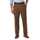 Men's Haggar Expandomatic Stretch Classic-fit Comfort Compression Waist Twill Pants, Size: 34x30, Med Brown