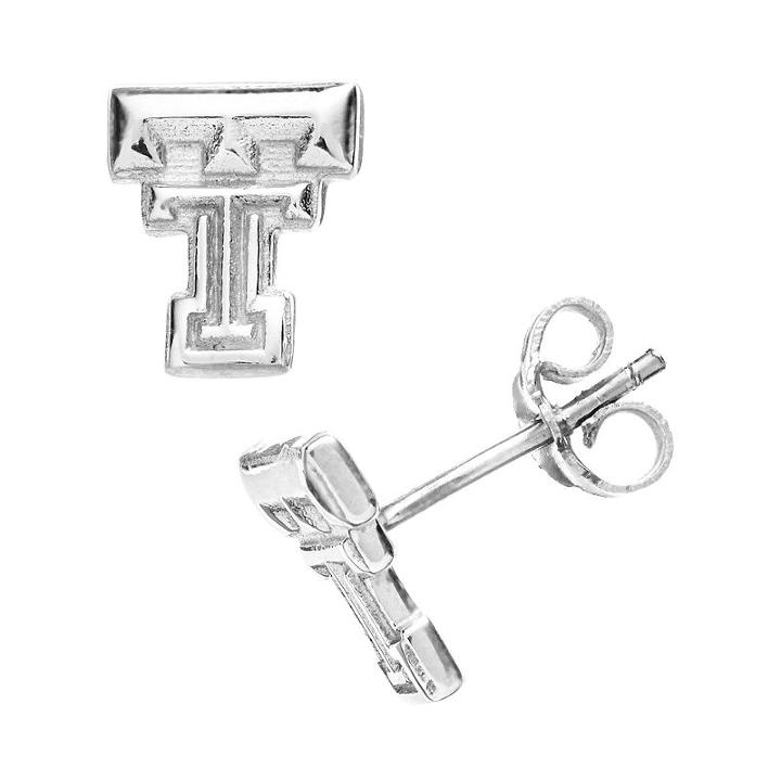 Dayna U Texas Tech Red Raiders Sterling Silver Logo Stud Earrings, Women's, Grey