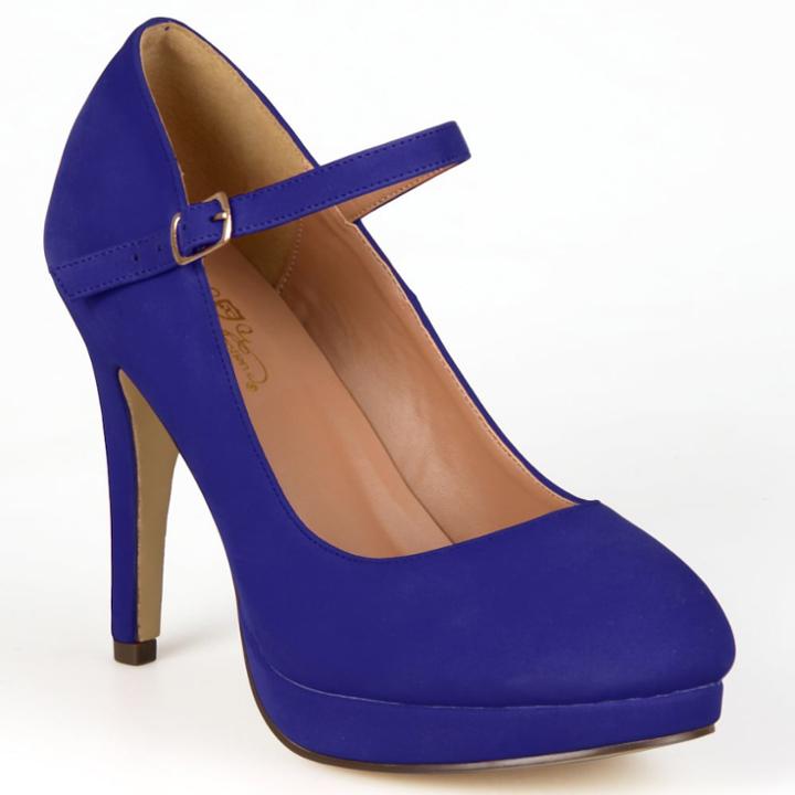Journee Collection Shelby Women's Platform Mary Jane Heels, Size: 7 Wide, Blue