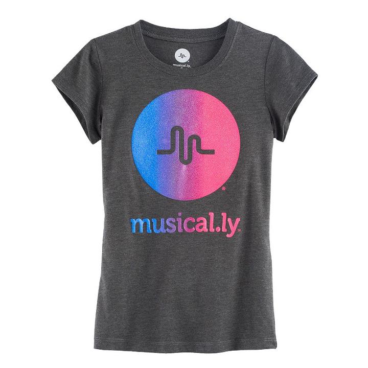 Girls 7-16 Musical. Ly Ombre Glitter Graphic Tee, Size: Medium, Grey Other