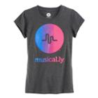 Girls 7-16 Musical. Ly Ombre Glitter Graphic Tee, Size: Medium, Grey Other