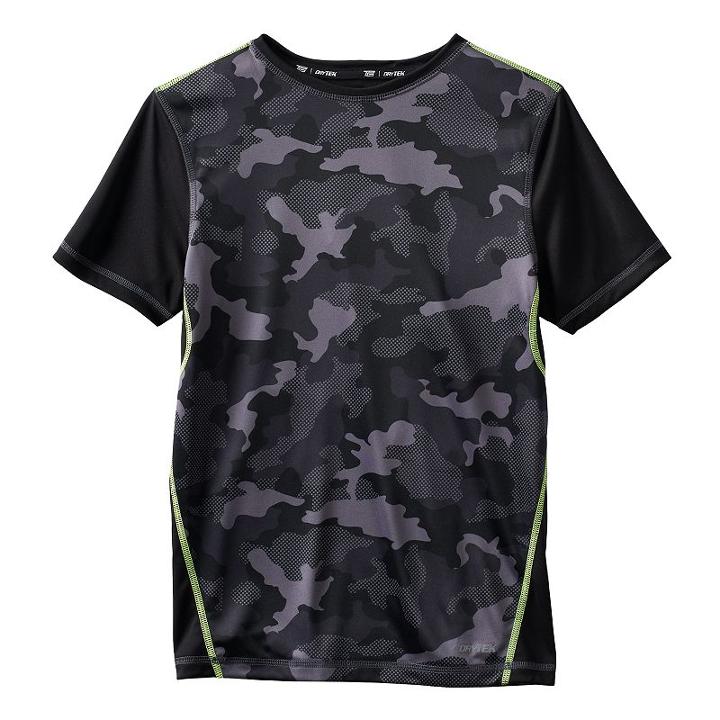 Boys 8-20 Tek Gear&reg; Camouflage Sports Tee, Boy's, Size: M(10-12), Black