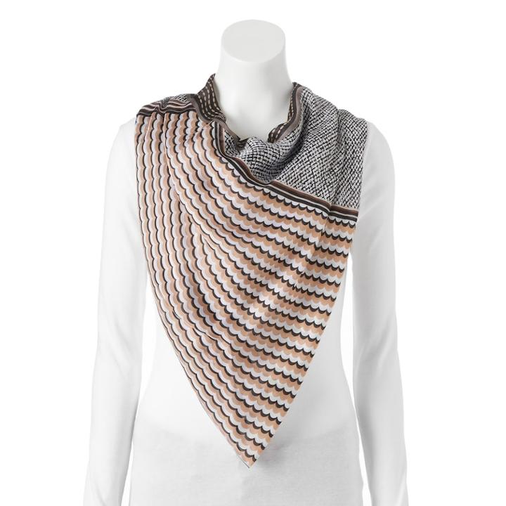 Dana Buchman Dots & Waves Square Scarf, Women's, Black