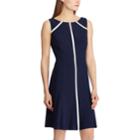 Women's Chaps Contrast Trim Fit & Flare Dress, Size: Medium, Natural