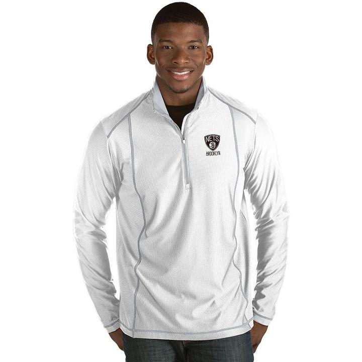 Antigua, Men's Brooklyn Nets Tempo Quarter-zip Pullover, Size: Medium, White