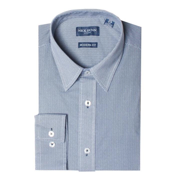 Men's Nick Dunn Stretch Modern-fit Dress Shirt, Size: 2xlt 36/37, Blue (navy)