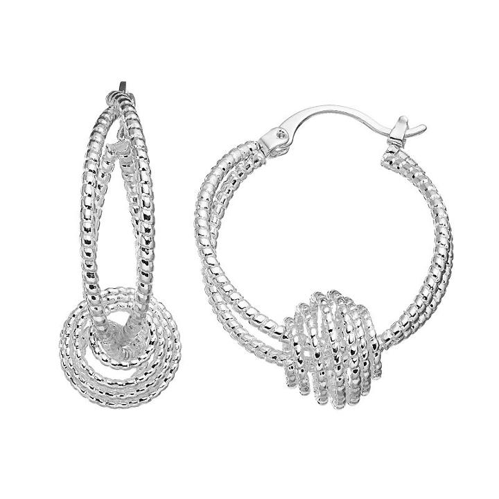 Double Hoop Earrings, Women's, Silver