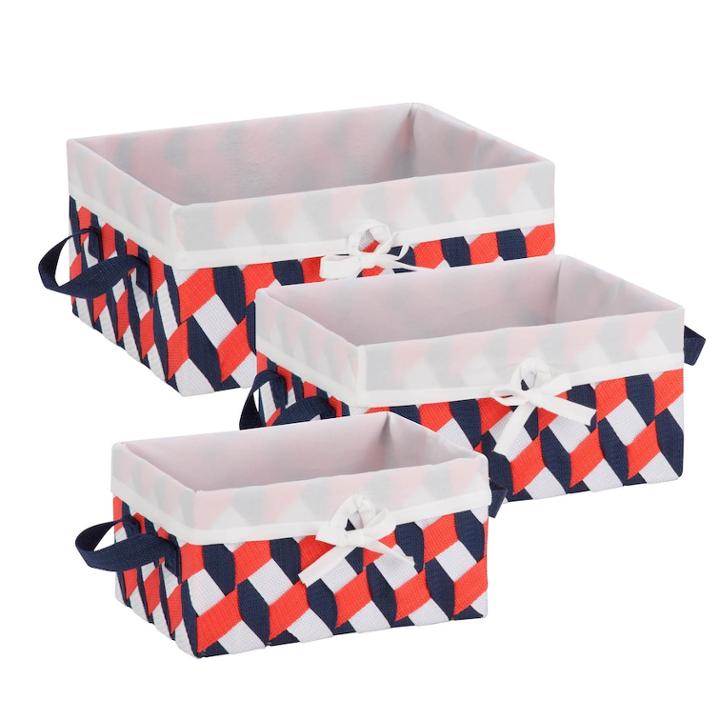 Honey-can-do 3-piece Twisted Storage Tote Set, Multicolor