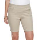 Petite Croft & Barrow&reg; Pull-on Bermuda Jean Shorts, Women's, Size: 12 Petite, Beig/green (beig/khaki)