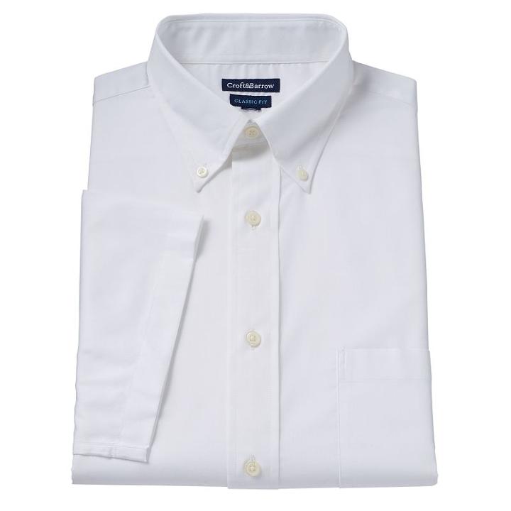 Men's Croft & Barrow&reg; Button-down Collar Dress Shirt, Size: M 15.5-16, White