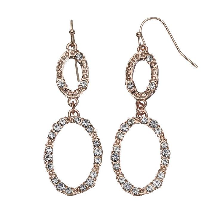 Jennifer Lopez Simulated Crystal Double Oval Drop Earrings, Women's, Silver