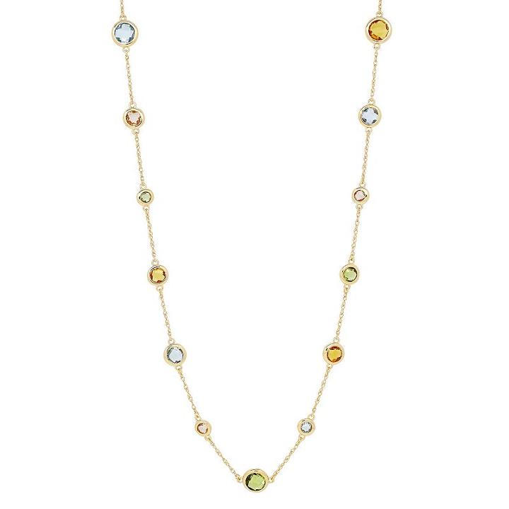David Tutera 14k Gold Over Silver Simulated Gemstone Station Necklace, Women's, Size: 20, Green