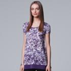 Women's Simply Vera Vera Wang Print Handkerchief-hem Tee, Size: Xs, Med Purple
