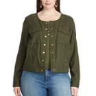 Plus Size Chaps Crop Twill Jacket, Women's, Size: 2xl, Green