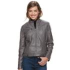 Juniors' J-2 Faux-leather Moto Jacket, Teens, Size: Xs, Grey (charcoal)