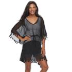 Sonoma Goods For Life&trade; Sheer Chiffon Tassel & Drawstring Poncho, Women's, Oxford