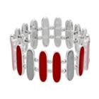 Red & Glittery Link Stretch Bracelet, Women's, Med Red