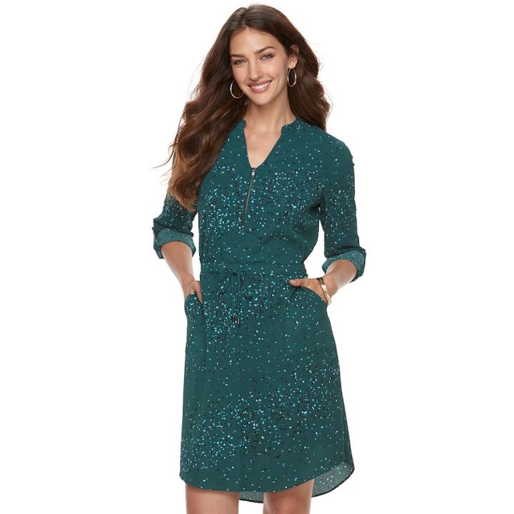 Women's Apt. 9&reg; High-low Shirtdress, Size: Large, Green