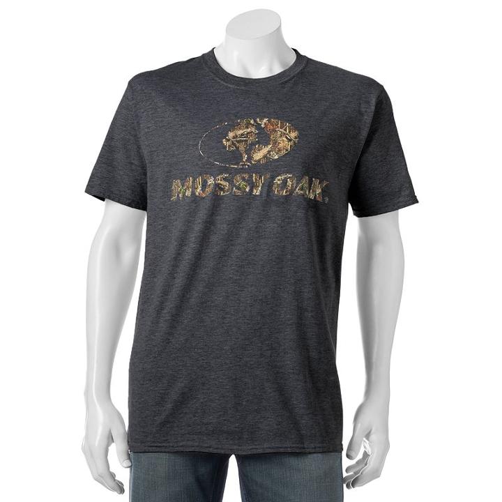 Men's Mossy Oak Camo Logo Tee, Size: Medium, Dark Grey