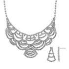Crystal Allure Bib Necklace And Drop Earring Set, Women's, Size: 14.5, White