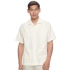 Men's Havanera Guayabera Embroidered Four-pocket Button-down Shirt, Size: Large, Natural
