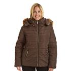 Excelled, Plus Size Classic Puffer Jacket, Women's, Size: 1xl, Brown