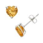 Citrine 10k White Gold Heart Stud Earrings, Women's, Orange