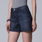Women's Simply Vera Vera Wang Side Slit Jean Shorts, Size: 8, Blue (navy)