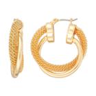 Dana Buchman Intertwined Chain Nickel Free Double Hoop Earrings, Women's, Gold