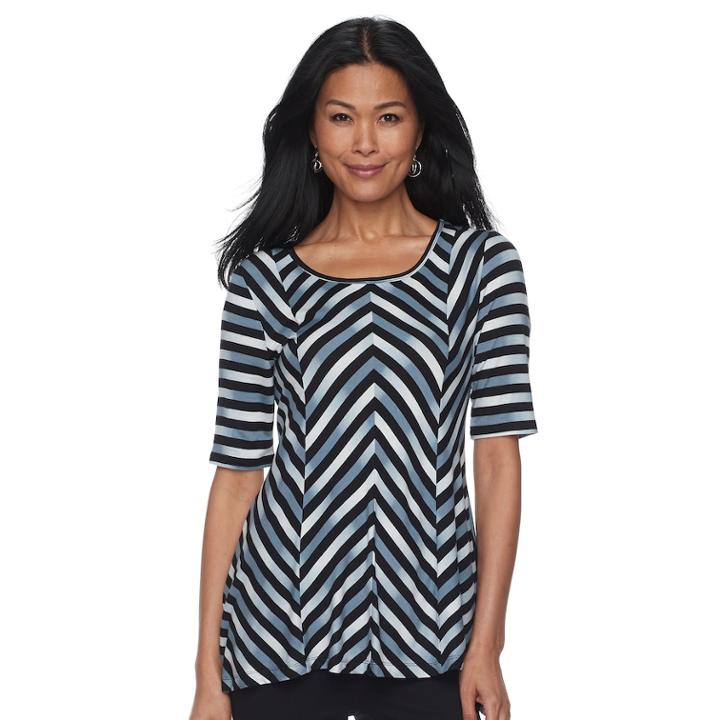 Women's Dana Buchman Printed Top, Size: Medium, Silver