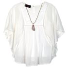 Girls 7-16 Iz Amy Byer Dolman Woven Top With Necklace, Size: Xl, White Oth