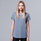 Women's Simply Vera Vera Wang Windy Jacquard Tee, Size: Small, Med Grey