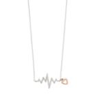Two Tone Sterling Silver Diamond Accent Heartbeat Necklace, Women's, Size: 18, White