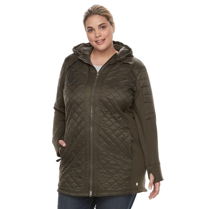 Plus Size Tek Gear&reg; Hooded Quilted Jacket, Women's, Size: 2xl, Med Green