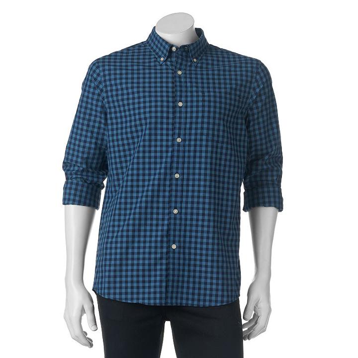 Big & Tall Sonoma Goods For Life&reg; Classic-fit Plaid Poplin Button-down Shirt, Men's, Size: Xxl Tall, Blue