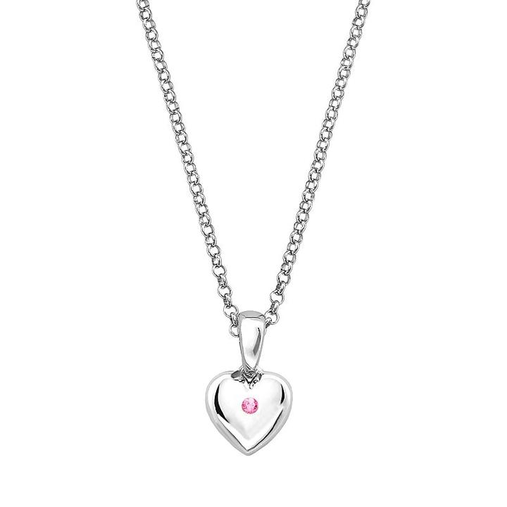 Little Diva Diamonds Kids' Sterling Silver Pink Tourmaline Heart Pendant, Women's, Size: 16