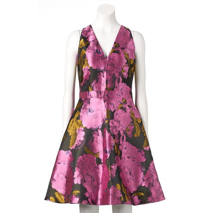 Women's Ronni Nicole Floral Taffeta Fit & Flare Dress, Size: 6, Pink Other