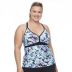 Plus Size Free Country Racerback Tankini Top, Women's, Size: 1xl, Med Blue